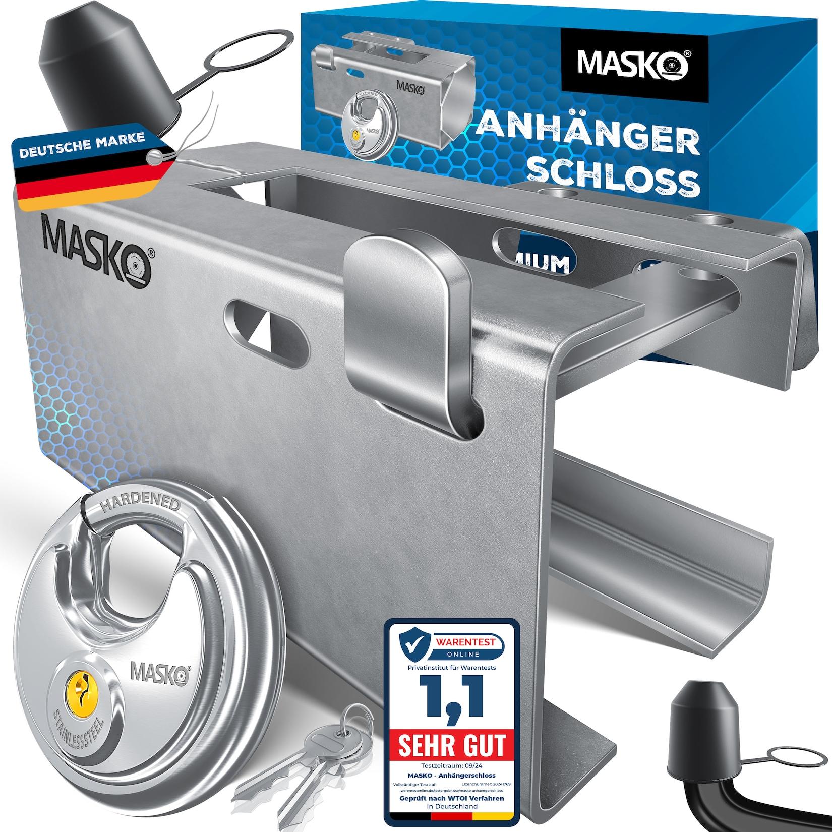 MASKO® Anhängerschloss für Angekoppelte & Abgekoppelte Anhänger Anhänger Schloss Diebstahlschutz Wohnwagen Kastenschloss inkl. Diskusschloss & Schlüssel & Schutzkappe