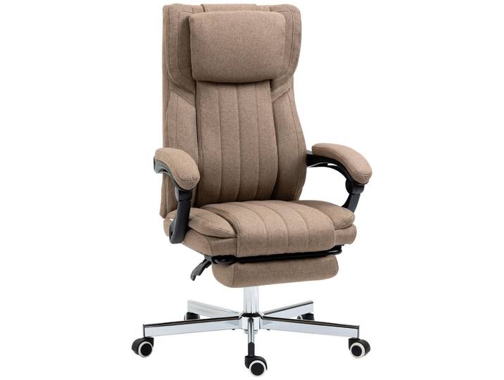 Vinsetto Bürostuhl mit Massagefunktion, Ergonomischer Schreibtischstuhl mit Liegefunktion, Braun, Kunststoff, 61x118x65 cm, Büromöbel, Bürostühle, Drehstuhl