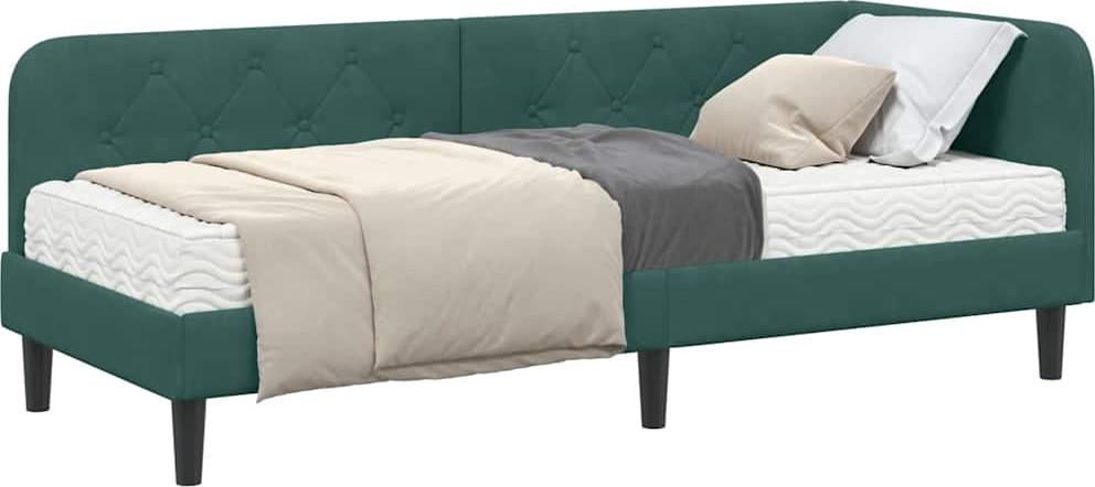 Eckbettgestell Dunkelgrün 80 x 200 cm Samt