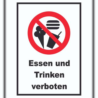 HB-Druck Essen und Trinken verboten Schild A6 Rückseite selbstklebend