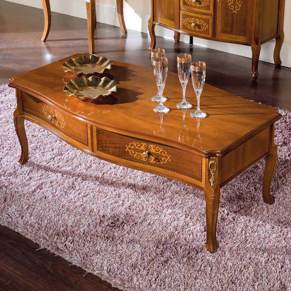 Pharao24.de Barock Couchtisch Nussbaum furniert 60 cm tief