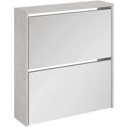 vidaXL Schuhschrank mit Spiegel 2 Fächer Betongrau 63x17x67 cm