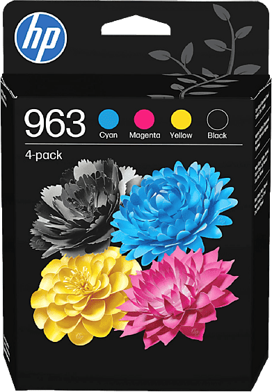 Cartucho de tinta - HP Original 963 CMYK, Negro, Cian, Magenta, Amarillo, Instant Ink, 6ZC70AE