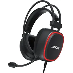 Niceboy ORYX X330 Cubix (Kabelgebunden), Gaming Headset, Schwarz, Rot