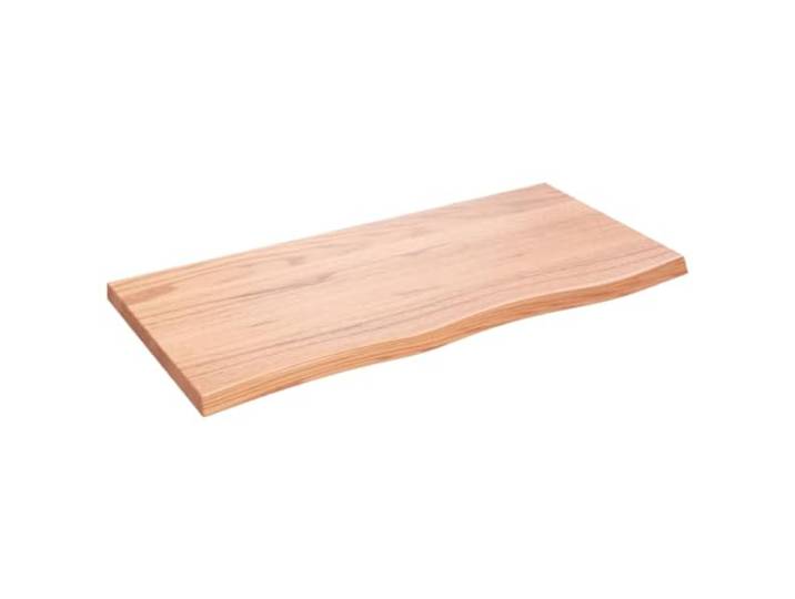 GFDWPUY Tischplatte Hellbraun 100x50x(2-4) cm Massivholz Eiche Behandelt Handgefertigt mit Naturkante, Vielseitig mit Untergestellen Kombinierbar, Sofort Einsatzbereit