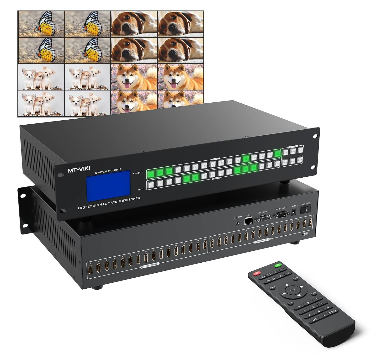 HDMI-Matrixschalter HDMI-Matrix Videoverteiler - 16 x 16 - 4K 30 Hz - Webinterface - RS232 und LAN