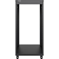 Universal 19-Zoll Equipment Rack mit Rollen, Rack, Server-Gehäuse schwarz, 21 Höheneinheiten