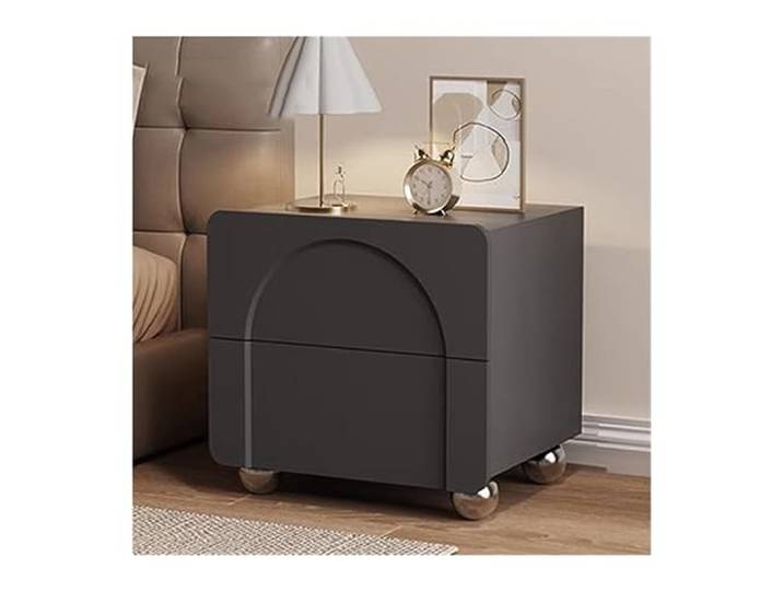 YANG11FAN Vielseitig Kleiner Nachttisch aus Holz einfache Aufbewahrung Nachttisch mit Doppelschublade(Schwarz,Klein)