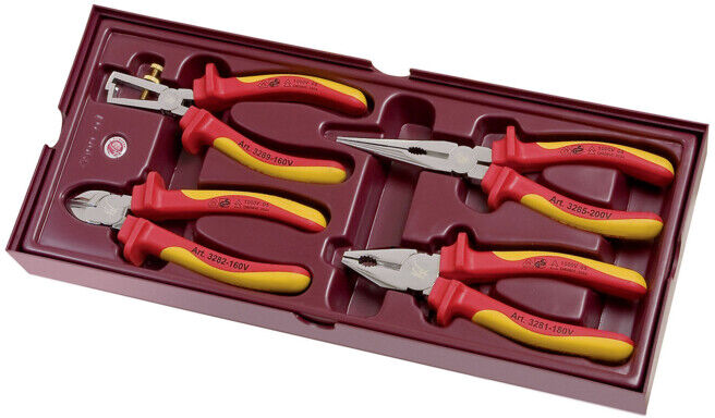Kraftwerk Ensemble de pinces électricien dans le support COMPLETO VDE ergokraft, 4 pièces. (4900-42B)