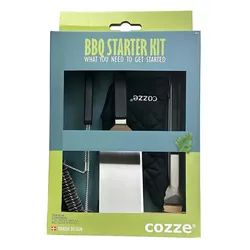 Cozze BBQ Set 4-teilig: Spachtel, Zange, Bürste & Handschuh