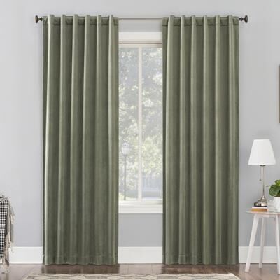 Sun Zero Amherst Velvet Noise Reducing Thermal Extreme Total Blackout Back Tab Curtain Panel, Single Panel