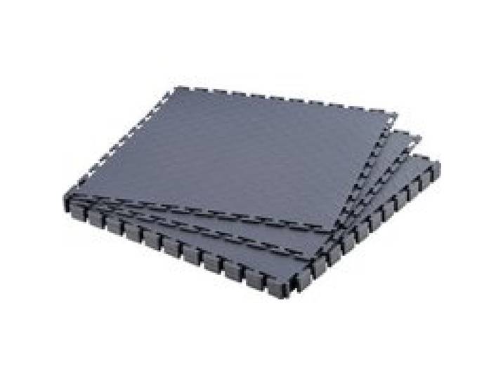 VEVOR PVC Garagenboden, 8er-Pack 513x513x5 mm, Werkstattboden, Industrieboden, Klick Verlegung, rutschfeste PVC-Matten mit Diamantplatte für Werkstatt, Lager, Werkzeugraum, Graphitgrau