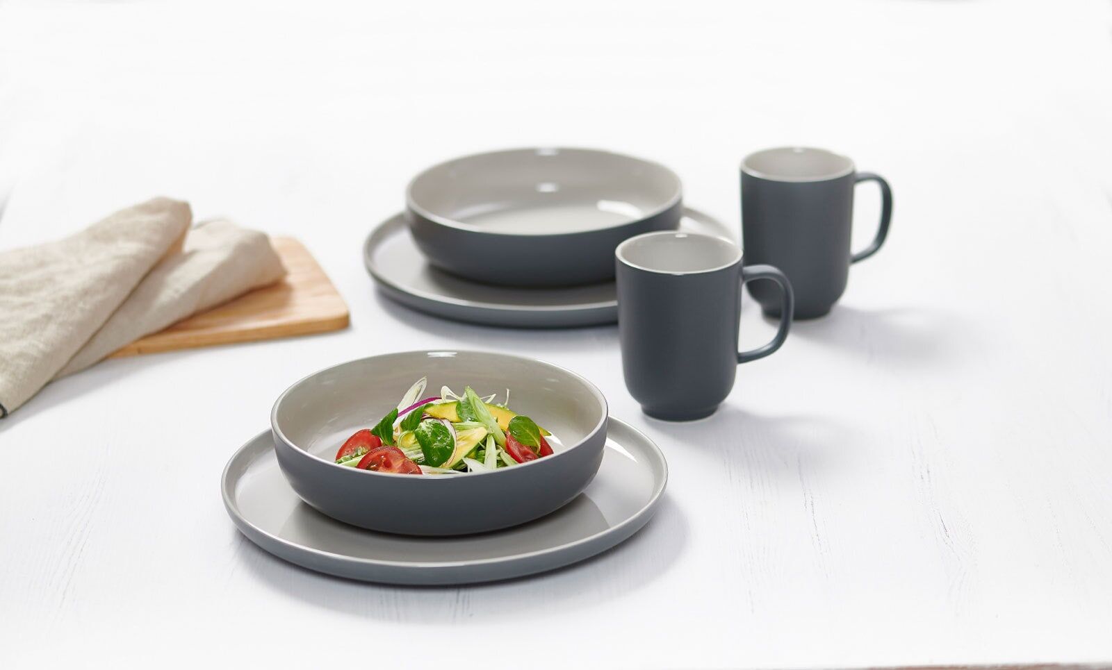 Geschirr-Set RITZENHOFF & BREKER "Brunchset Jasper 12er Set", grau, 12, Keramik, Geschirr-Sets, Geschirr-Set, Spülmaschinengeeignet
