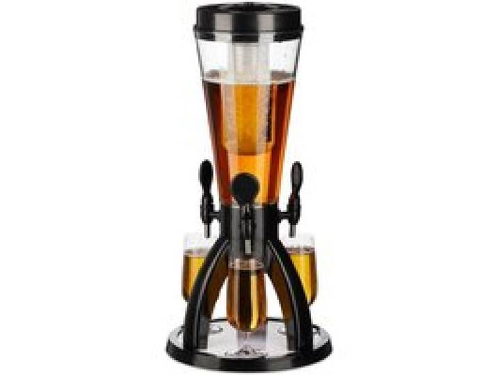 Relaxdays Distributeur de boissons avec 3 robinets poussoirs 4 L réfrigération extérieur transparent - noir