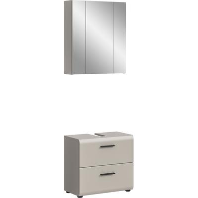 Badmöbel-Set WELLTIME "FLORENZ, 2-teilige Badkombination, hochwertige MDF-Front", beige (kaschmir), B:60cm H:185cm T:30cm, Holzwerkstoff, MDF, Kastenmöbel-Sets, Badmöbel-Set, Bad-Kombination, Bad-Möbel, Badezimmer, Kombination, Kombi