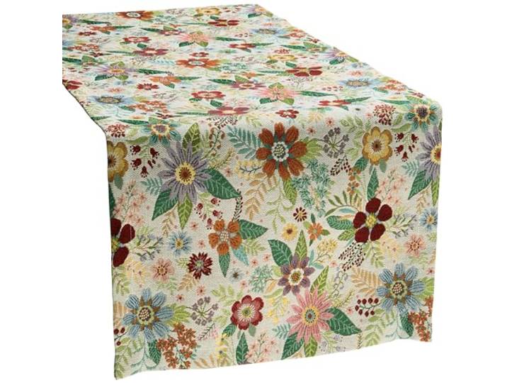 Erwin Müller Tischläufer Blumen Jacquard Natur-bunt Größe 50x140 cm