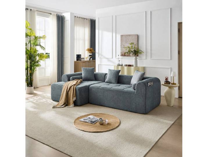 Sinaopus Ecksofa Modulares Chenille-Ecksofa mit tiefer Sitzfläche & Komfortpolsterung