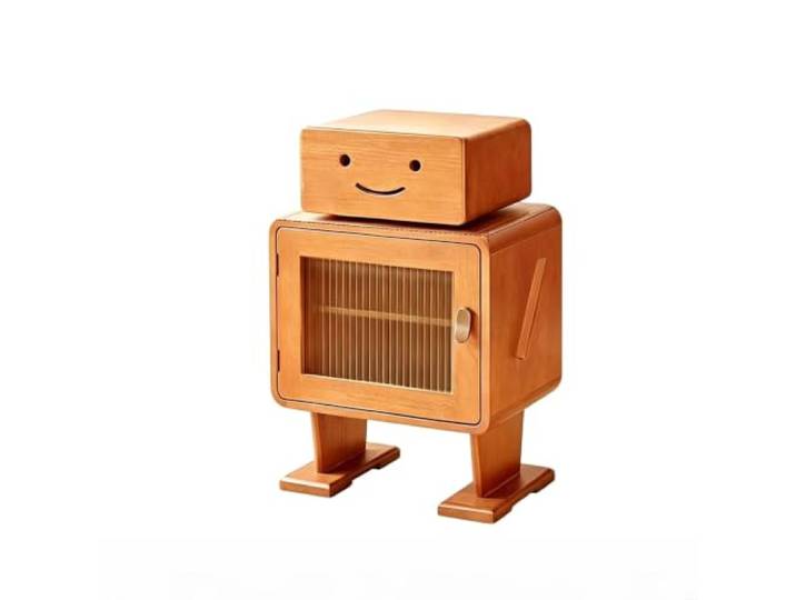 SilkRZlsss Nachttisch, 360° Drehbar Beistelltisch, Stauraum Offenes Fach Moderner Beistelltisch Smiley-Schrank Mit Schublade für Schlafzimmer, Wohnzimmer(#B)