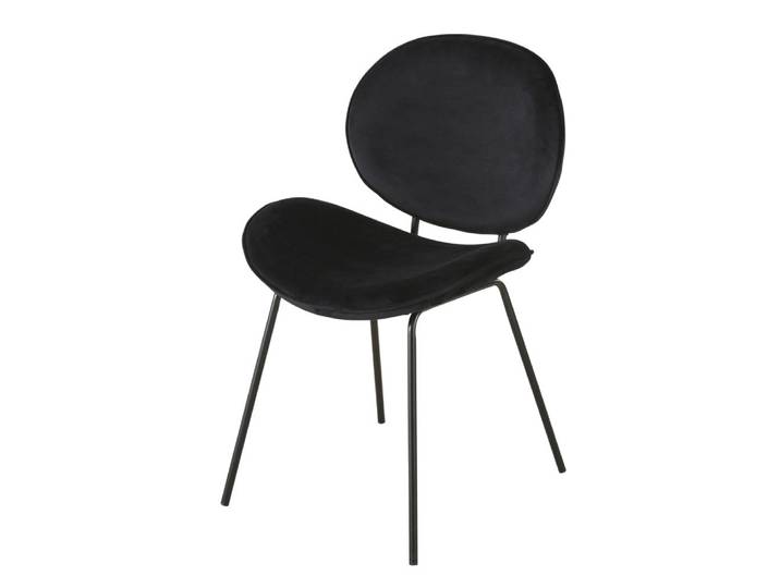 Chaise en velours et acier noirs