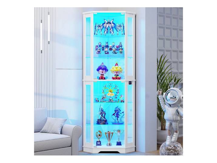 BROTTAR Eckvitrine mit Eckdesign, 6 Ebenen, LED-Beleuchtung, Glastüren, Bewegungssensor (1-St)