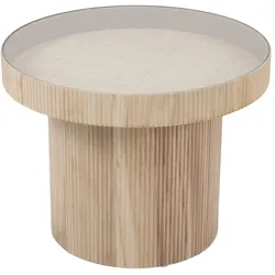 SVITA MIGUEL Beistelltisch mit Glas Coffeetable Couchtisch klein rund Holzoptik