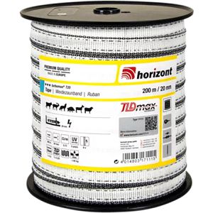 Horizont Weidezaunband turbomax T20, Breite 20 mm, 20 km max. empfohlene Zaunlänge, weiß, Rollenlänge 200 m