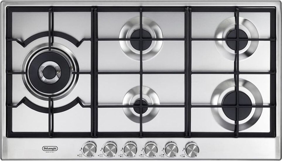 DeLonghi Nsl590dx Piano Cottura 5 Fuochi A Gas 90 Cm Piano In Acciaio Inossidabile Colore Inox - Nsl590dx