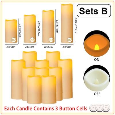 Uplifted Finds 10 To 60 Pcs LED Flameless Pillar Candles Flickering Candlelight Set For Weddings Concerts And Party Decor set B 40 Pcs
