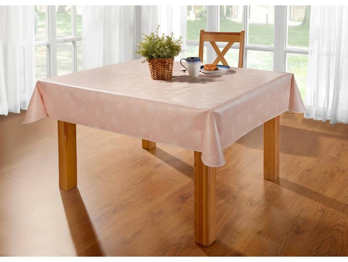 Wachstuch-Tischdecke mit Pusteblumen-Motiv, Rosé, Größe 130 (Tischdecke, 130/160 cm)