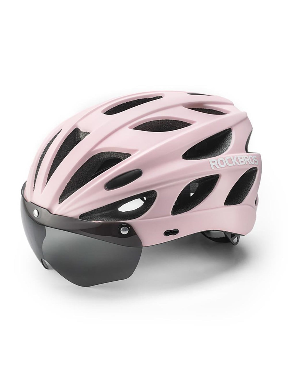 Rockbros Bike Helmet with Visor Detachable UV Goggles Detachable Visor Unisex - Pink