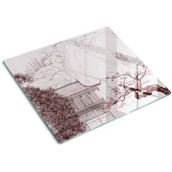 GLASPLATTE 60x52 cm China Landschaft