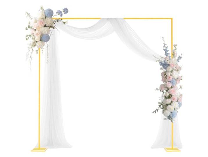 VEVOR Arche de Mariage Carré 2\,4 x 2\,4 m Support de Fond Arche Stable en Métal avec Tubes Carrés pour Décoration de Mariage\, Anniversaire\, Remise de Diplômes\, Fêtes\, Cérémonies\, Célébrations\, Doré