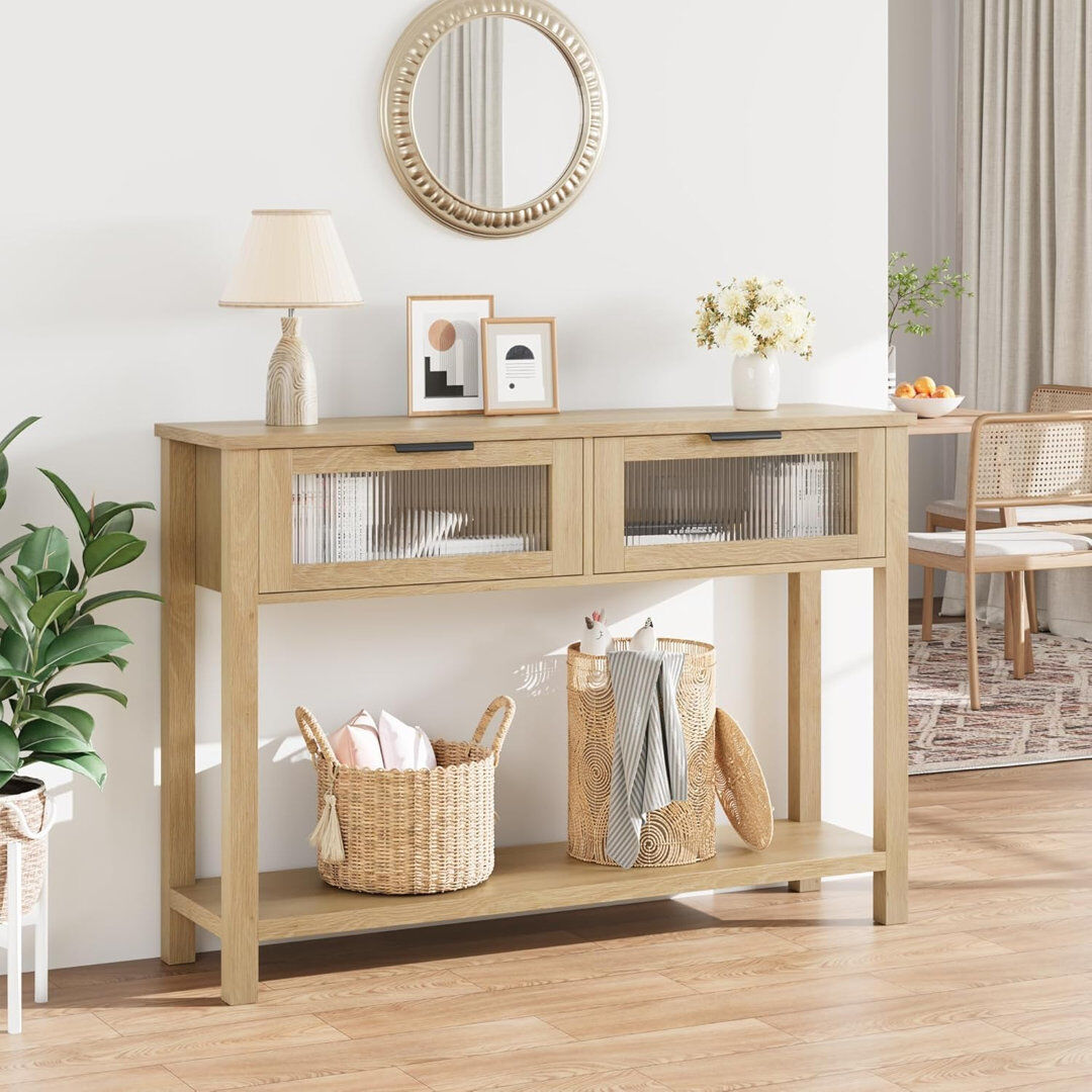 Brambly Cottage 110cm Console Table Ivory/Ivory/Ivory 80cm H X 110cm W X 30cm D