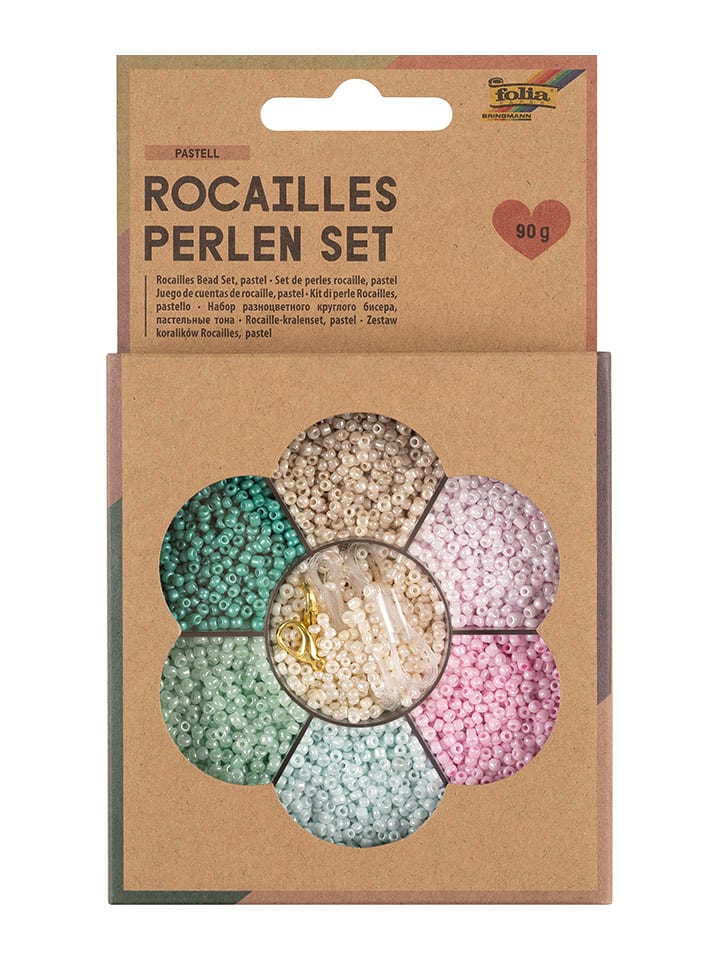 folia PAPER Perlen-Bastelset in Türkis/ Rosa - 90 g - onesize
