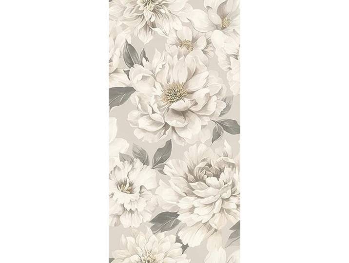 Rasch Tapete 201352 - Helle Tapete mit Blumen in hellem Grau und zartem Beige, Blumentapete - 10,05m x 0,53m (LxB)