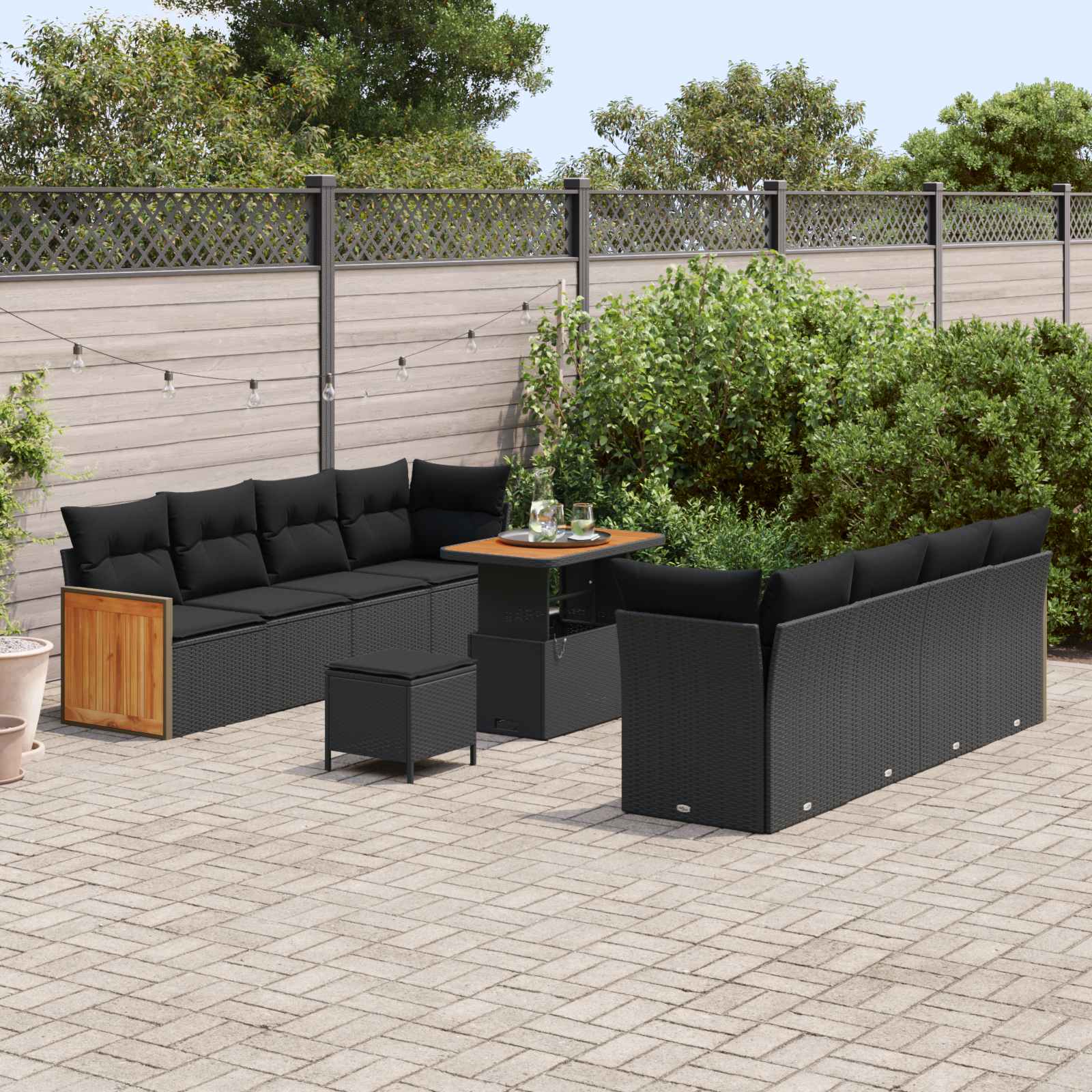 vidaXL Ensemble de canapé de jardin 11 pc 11 place Noir