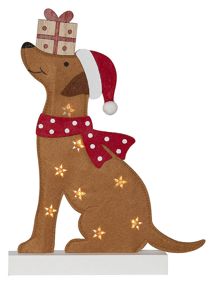 STAR Trading LED-Dekobjekt "Dogge" in Braun - (B)24,5 x (H)33,5 cm - onesize