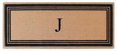 A1 Home Collections Natural Coir Monogrammed Flock Anti shed Treated Durable Doormat BlackBeige
