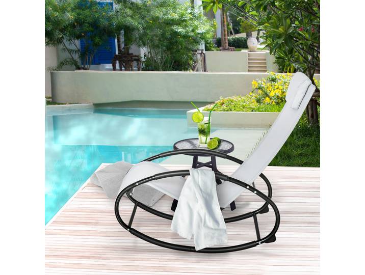 Outsunny Transat Zéro Gravité Gris Intérieur/Extérieur 105x62x88 cm