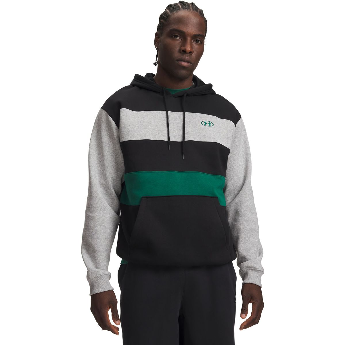Under Armour Rival Fleece Striped Hoodie black campus ivy (009) XXL 6014762-009-XXL