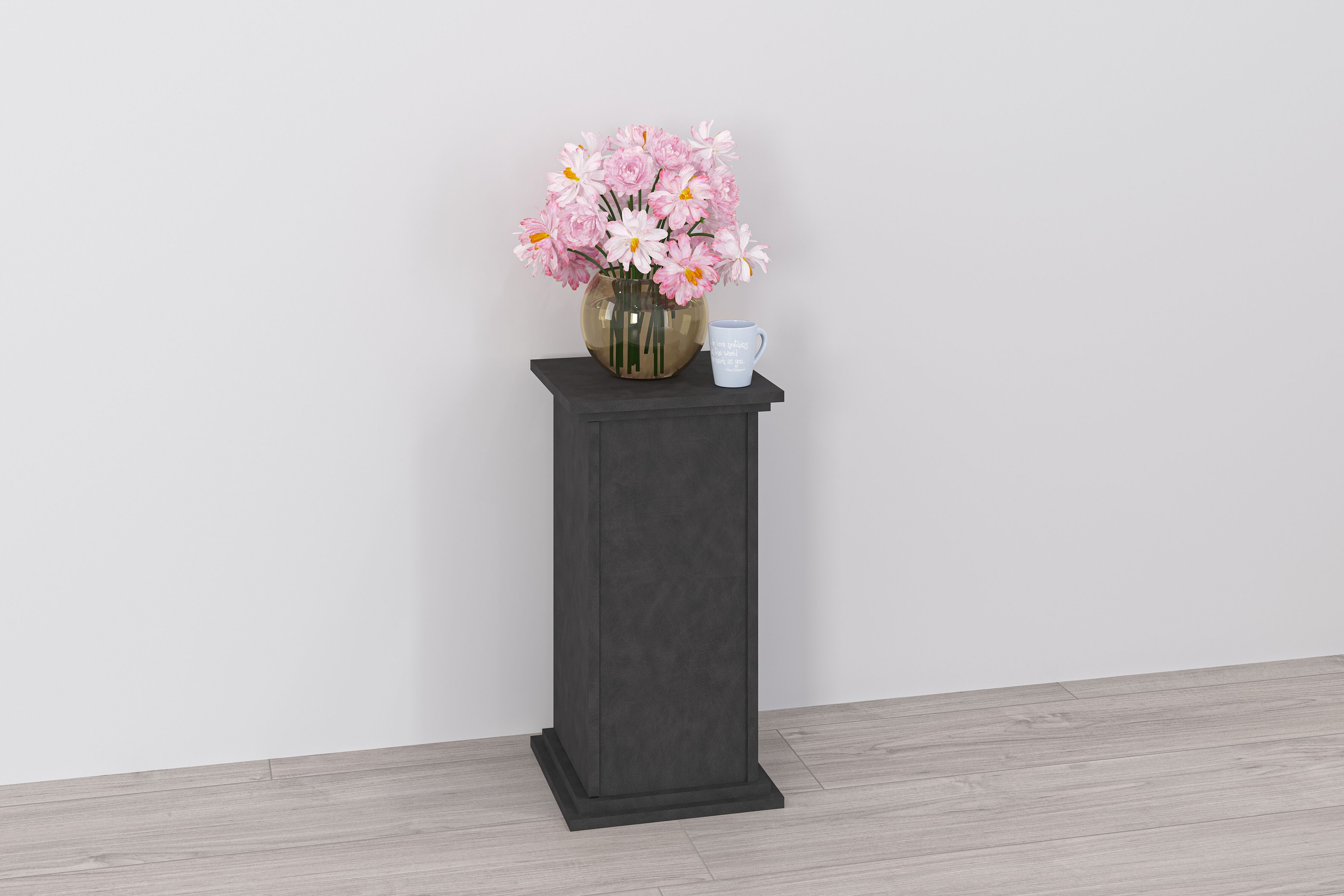 Container FMD "Essex", schwarz, B:30cm H:57,4cm T:30cm, Holzwerkstoff, Schränke, Container, Standregal/Blumensäule, Stauraum in zwei Höhen, Breite 30 cm schwarz Matera, B/H/T: 30cm x 57,4cm x 30cm, Türen: 1 Stk.