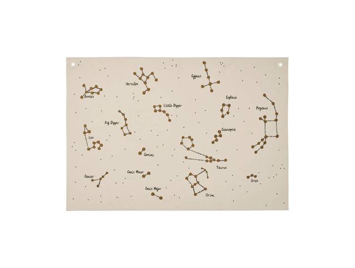 Ferm Living Carte textile Constellation Non teint, 70x100 cm