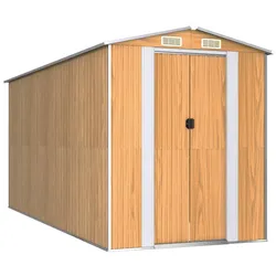 Helloshop26 - Gartenhaus Geräteschuppen Geräteschuppen robust helle Farbe 192 x 440 x 223 cm verzinkter Stahl braun 02_0022305