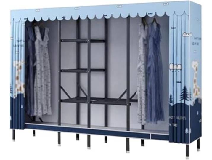 Tragbarer Stahlrahmen-Kleiderschrank, Schlafsaal, Schlafzimmer(A,190cm)