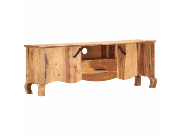 Roanoer TV-Schrank Massivholz Lowboard Fernsehtisch Braun 115x30x42 cm Stilvolles Mid-Century Lowboard aus Echtholz für Wohnzimmer & Schlafzimmer mit flexiblem Stauraum und robuster Ablage.