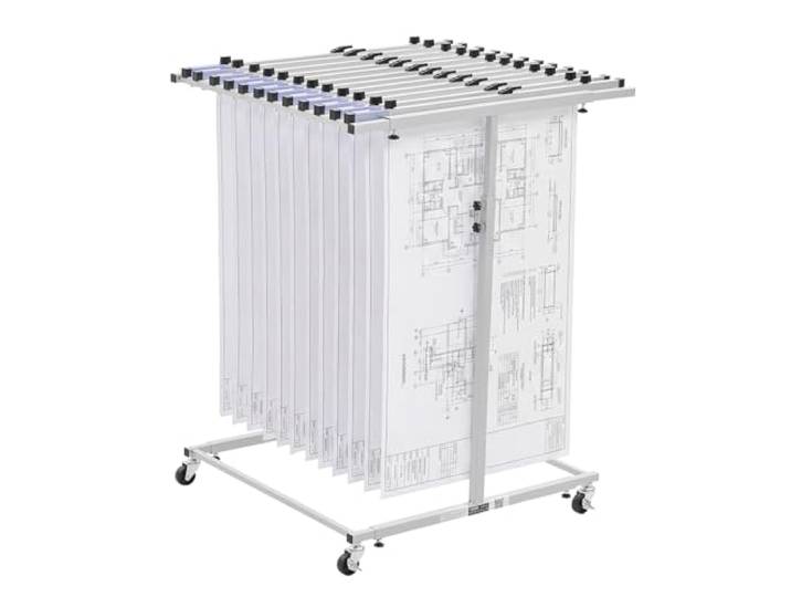 VEVOR Support Mobile pour Plans\, Rack Réglable pour Rangement de Affiches\, Présentoir Vertical en Acier à Roulettes\, pour Stockage de Cartes\, Plans d'Ingénierie\, Grands Dessins\, Pinces Non Inclus