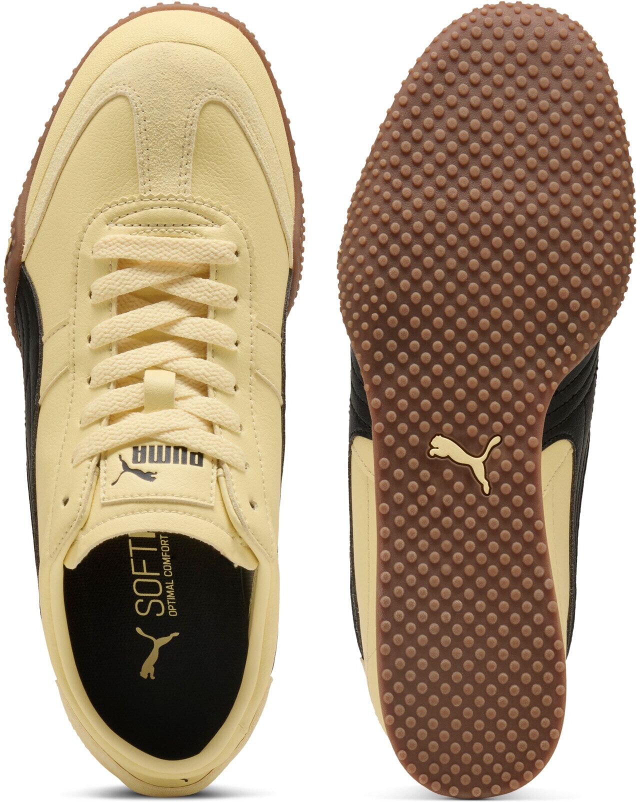 Sneaker PUMA "BELLA UT LEA", Damen, Gr. 42, Textil, gelb (pale lemon, puma schwarz), Synthetik, mehrfarbig, Schuhe Sneaker, für sportliche Aktivitäten und Streetwear, mit Textil-Innenmaterial pale lemon, puma schwarz 42, Textil