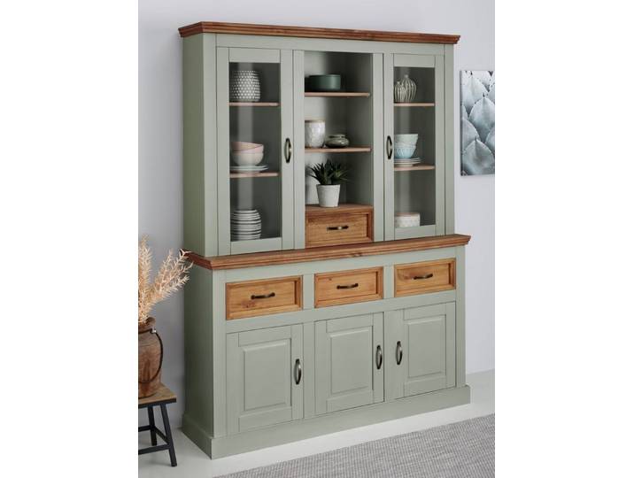 OTTO home Buffet Selma aus massivem Kiefernholz, mit Griffen aus antikisiertem Metall