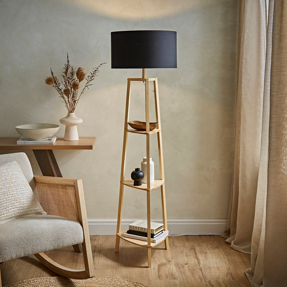 Latitude Run Aidrian 155cm Tripod Floor Lamp Brown/Black 155cm H X 39cm W X 39cm D