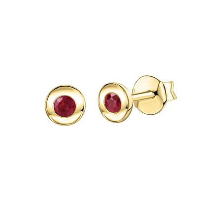 Paar Ohrstecker VIVANCE "375/- Gelbgold glanz Rubin", gelb (gelb, rot), Ohrringe, Damen, one-size, Gold